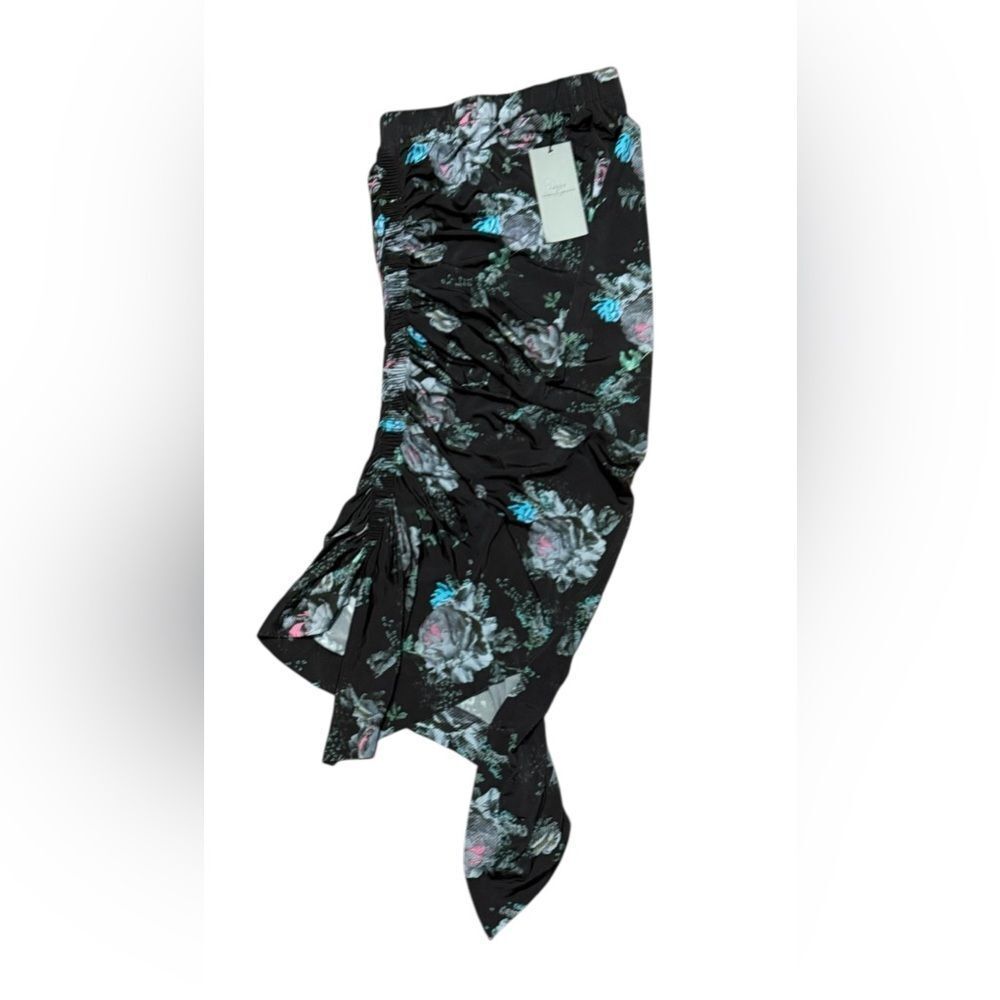 Preen by Thornton Begazzi Lux Stretch Crepe Becka Skirt Black Bouquet Size S NWT